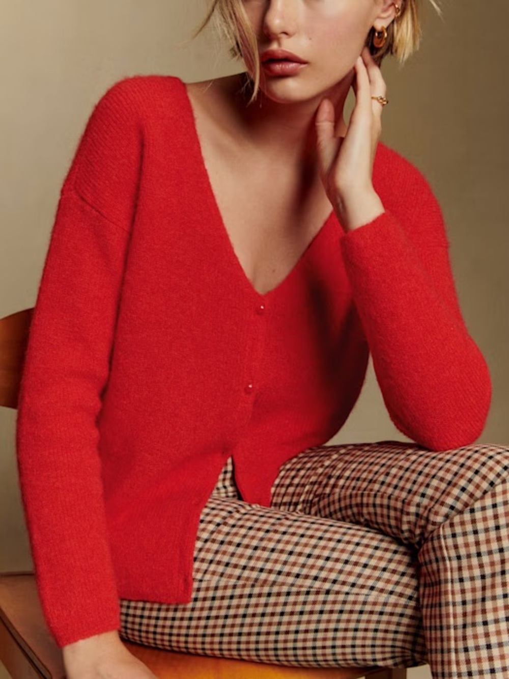 Sezane Barry Cardigan Red Size XS